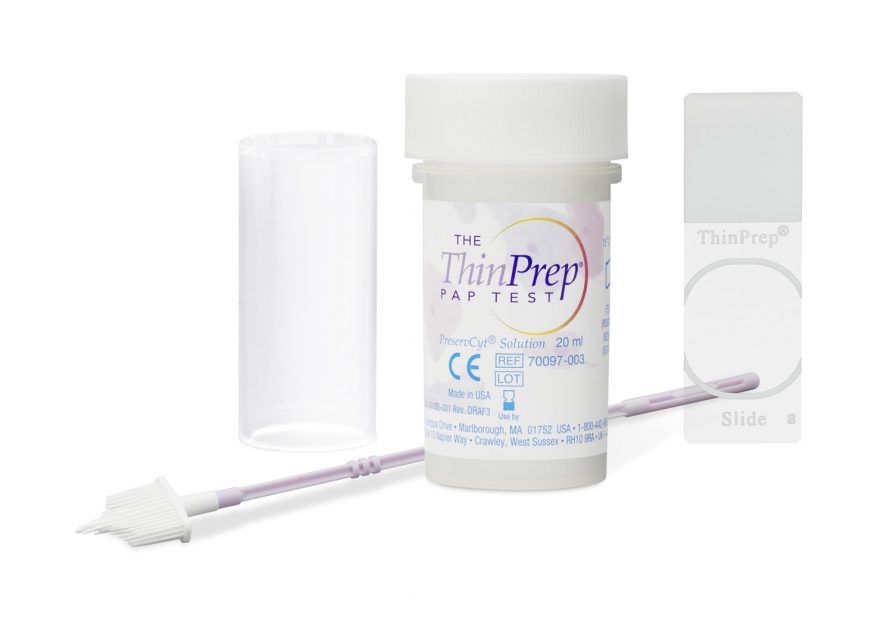 ThinPrep Pap Test Probengefäß, Entnahmebesteck, Filter und Objektträger