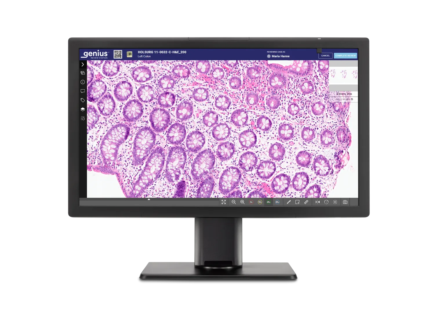 Genius Review Station auf weißem Hintergrund