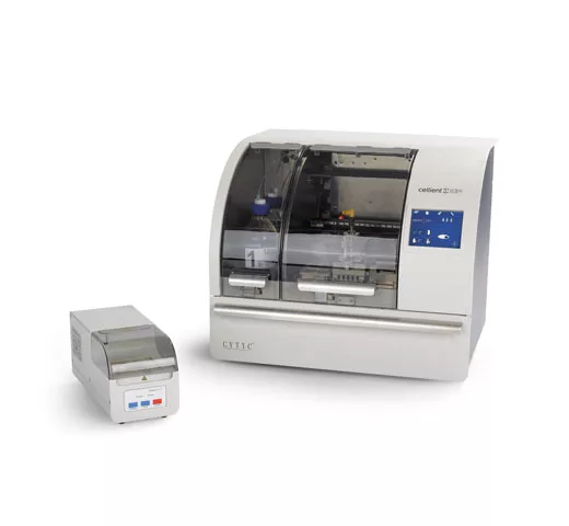 Cellient® automatisierter Zellblock-Gewebeprozessor auf weißem Hintergrund